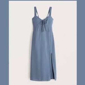 Abercrombie Cinch-Front Midi Dress -Blue Small
